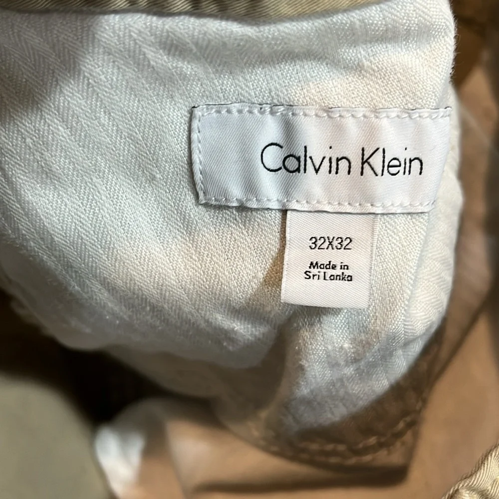 CALVIN KLEIN MENS COTTON SLIM FIT PANTS KHAKI TAN SIZE 32